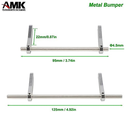 AMK Adjustable 1/10 Scale Bumper Mount Front Rear, Metal Bumper Set Complete for RC Crawler Body LCG Chassis Axial SCX10 II Element Enduro Gen7 Gen8 TRX6 TRX4 Upgrades (Silver) - color: Silver