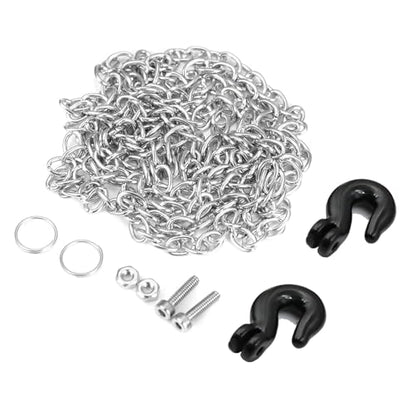 1/10 RC Trailer Chain Tow Hook Rope Buckle Winch Shackles Black3 | For TRX4 Axial SCX10 Wraith 90081 Tamiya D90 TF2 CC01 Truck Crawler RC Decor Parts,Steel Tow Rope,U Shaped Hook