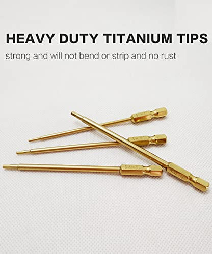 RC Hex Bit Set 1.5, 2.0, 2.5 & 3.0mm for Screwdrivers Electric Screwgun | S2 Steel,Hex Head Allen Wrench Drill,1/4" Shank,RC Repair Working Tools,Titanium Coating