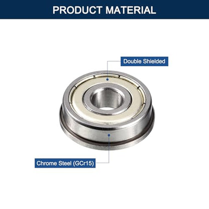 F697ZZ Flanged Ball Bearing, ID 7mm x OD 17mm x Width 5mm Miniature Bearings, Double Metal Shielded Deep Groove Bearings, Pre-Lubricated (GCr15) Chrome Steel 10pcs - size: F697ZZ 7mmx17mmx5mm