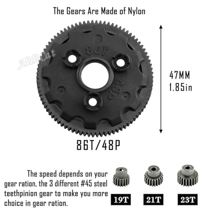 86T 48P Spur Gear with 19T 21T 23T Pinions Gear & Slipper Clutch Upgrades Part for 1/10 Slash Rustler Stampede Bandit 2WD VXL,86T Spur Gear,Navy Blue - color: Navy Blue - (86T)