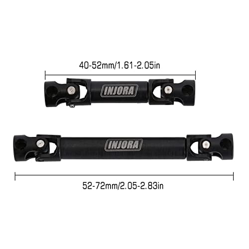 INJORA Steel Drive Shaft for Axial SCX24 C10 JLU Bronco Base Camp 4Runner - color: Black