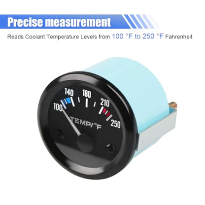 BDZMC 2" 52mm DC12V Car Water Temperature Gauge, 100-250℉ Water Temp Gauge Meter Kit with LED Backlight and Sensor, Fit for Car Truck Boat Marine Ship