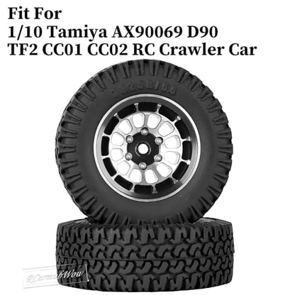 1.55 Inch Aluminum Alloy Beadlock Wheel and Tires for Tamiya AX90069 D90 TF2 CC01 CC02 1/10 RC Crawler Car,1.55 Beadlock Tires RC Rims,Soft Rubber All Terrain Tyre Metal Rims,Black - color: Black(4pcs)