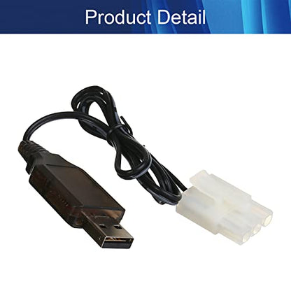Aicosineg 2Pcs L6.2-3P USB Charging Cable for RC Car 9.6V 200mA Ni-MH Ni-CD Battery