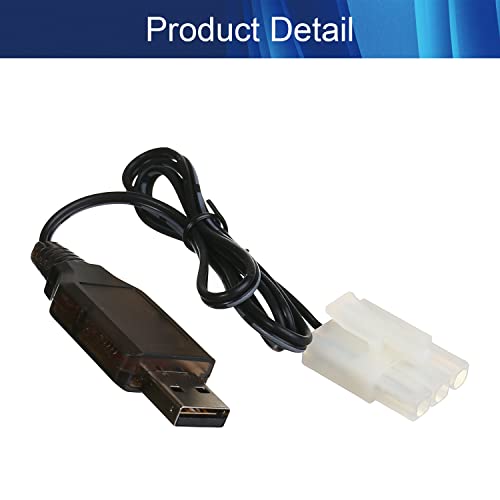 Aicosineg 2Pcs L6.2-3P USB Charging Cable for RC Car 9.6V 200mA Ni-MH Ni-CD Battery