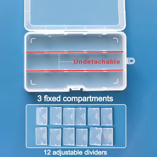 Qualsen 15 Girds Bead Organizer with Adjustable Dividers(4 Pack), Tackle Box Organizer and Small Plastic Organizer Box for Jewelry, Beads, Earrings, Crafts, Screws and Fishing Tackles Small Items - size: 15 Gird-4pcs