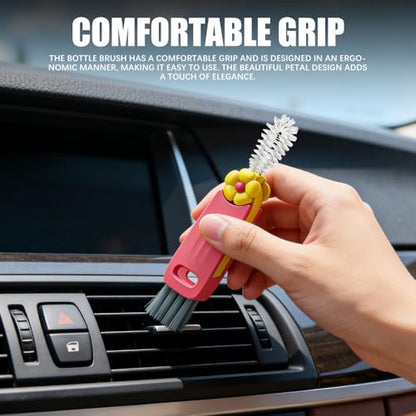 Car Interior Detail Dust Brush,Soft Car Interior Detailing Kit Tools,3 in 1 Cup Lid Gap Cleaning Brush Set for Auto,Truck,SUV,RV Interior Cleaning