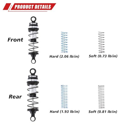 RCAWD Alloy Front Rear Shock for Losi 1/16 Mini-B 1/18 Mini-T Shocks Series Upgrades Part Black - color: Black