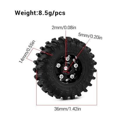 0.7" Aluminum Beadlock Wheels and Tires Set for 1/30 Axial SCX30 RC Crawler – Upgrade Parts (Black-299) - color: Black-299