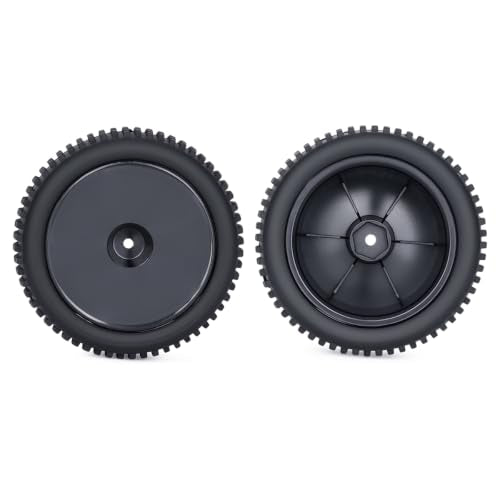 1/10 RC Buggy Tires and Wheels, Pre-Glued Off Road RC Tires Set, 12mm Hex Front & Rear RC Buggy Wheels for 1/10 Scale RC Car, 4PCS