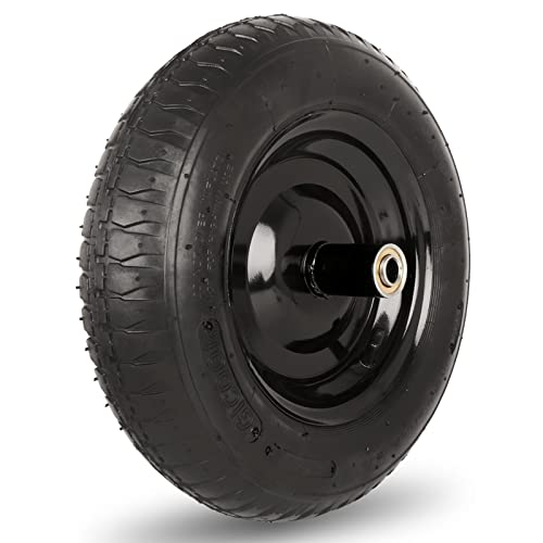 14.5" Wheelbarrow Tire, 3.50-8” Pneumatic Tire, Universal Wheelbarrow Wheel for 4.80/4.00-8”, 4.00-6”, and 2.50-8”, with 6" Centered Hub, 5/8" Axle Bore Hole, Sealed Bearings - size: 14.5" Pneumatic Tire ( 1 PACK )