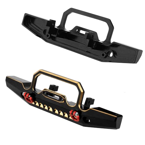 Heavy Duty Brass Black Coating Front Rear Bumper with Bumper Mount for 1/18 RC Crawler Car TRX4-M Defender Metal Upgrade Parts (Front Bumper)