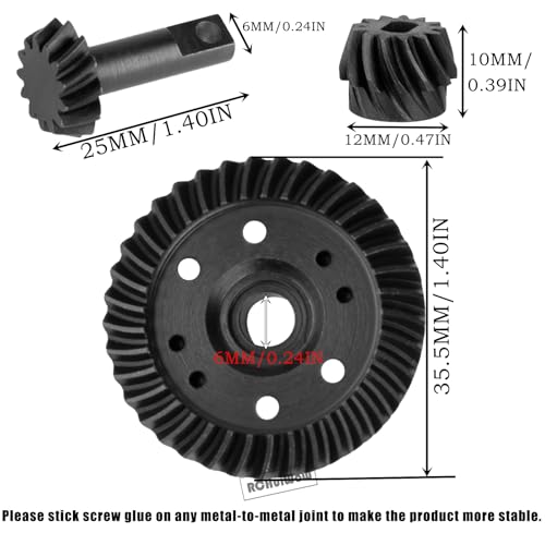 RC 13-37T Differential Gear Assembly Upgrades Part for 1/10 4x4 Slash Rustler Stampede Hoss Slayer T-MAXX XO-01 Summit Revo,Steel Front Rear Gearbox Helical Gears