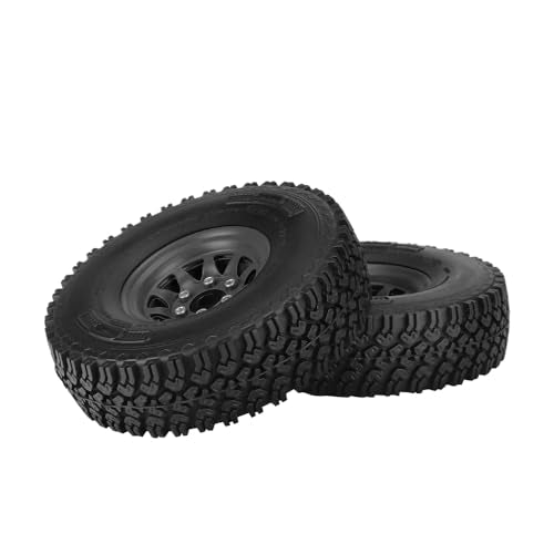 4PCS 1.55 Inch Beadlock Metal Wheel Rim and Rubber Tires Set for 1/10 RC Rock Crawler Car for Axial AX90069 D90 TF2 Tamiya CC01 LC70(90mm-10Holes Black) - color: 90mm-10holes Black