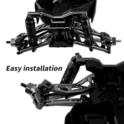 Aluminum Front & Rear Suspension with Steering Knuckles & Rear C-Hubs Upgrade Parts for ARRMA 1/14 Typhon Grom 1/18 Granite Grom (Black) - color: Black