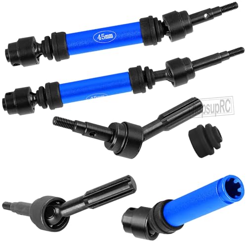 RC Upgrades Part for Stampede Slash Rustler JatO 4X4 VXL/BL-2s,RC #45 Steel CVD Drive Shafts,Harden Front Rear Driveshaft Axles Hops up(4PCS),Replace #9051#9052 Navy Blue - color: Navy Blue(4pcs)
