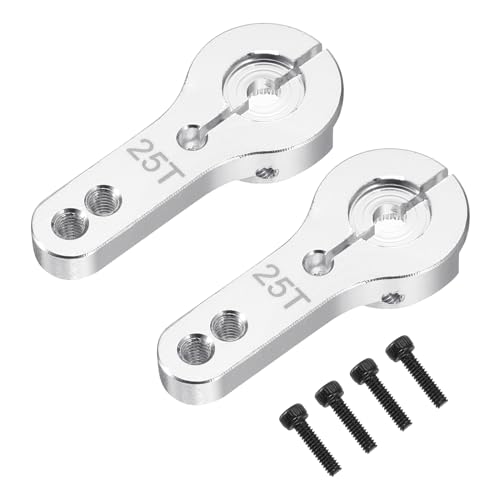 MECCANIXITY Aluminum Alloy 25T Steering Servo Arm Horn Silver for DIY RC Car/Boat/Airplane Boat Accessories 2 Pcs - color: Silver