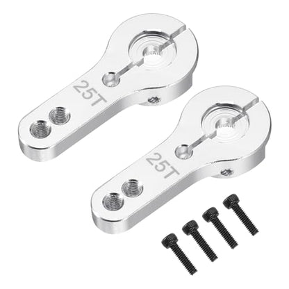 MECCANIXITY Aluminum Alloy 25T Steering Servo Arm Horn Silver for DIY RC Car/Boat/Airplane Boat Accessories 2 Pcs - color: Silver