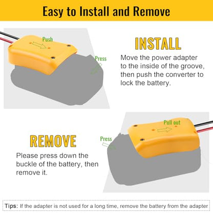Azocek 3 Packs Power Wheel Adapter for Dewalt 20V Battery | Converter Kit, Fuse & Switch Included, Wire Terminals & 12 AWG Wire, Compatible with DIY RC Car Toys Robotics