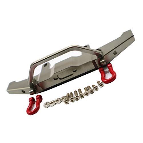 1:16 WPL C14 C24 RC Truck Aluminum Alloy Front Bumper with Red Hooks, Adjustable Height, Easy Installation - Metal, Weight and Compact - for Rock Crawler - Titanium - color: Titanium