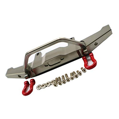1:16 WPL C14 C24 RC Truck Aluminum Alloy Front Bumper with Red Hooks, Adjustable Height, Easy Installation - Metal, Weight and Compact - for Rock Crawler - Titanium - color: Titanium