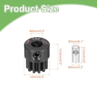 MECCANIXITY Steel 32P Gear Set with Gear Adapter 11T 5mm Shaft Motor Gears for RC Vehicles Truck Drift Car Part, Black - size: 11T