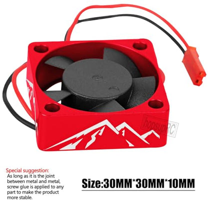 Heatsink High Speed Motor Cooling Fan 28000RPM,30MM Heat Sink with 4.8-8.4V Cooling Fan Upgrades Part for 1/10 1/8 Brushless Motor RC Car 36 42 Series 3660 3650 3670 540 F540 550.Red - color: Red(2PCS)