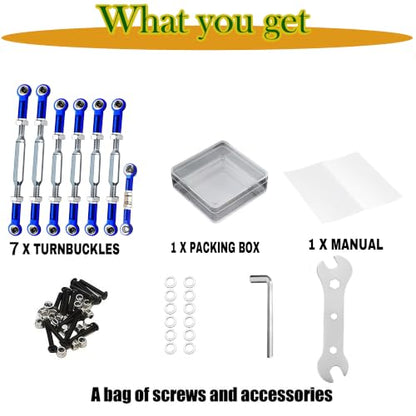 (2026 Upgrade) 78-108mm Stainless Steel Turnbuckles/Camber Link for 1/10 Traxxas Slash 4X4 VXL/Rustler 4X4 VXL/Stampede 4X4 VXL/Hoss 4X4/ RC Car Hops Up Parts(Blue) - color: Sky Blue