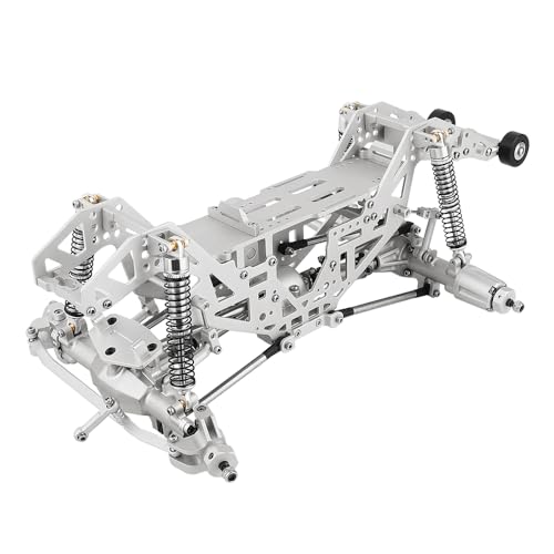 1:18 Metal Upgrade Chassis Frame with Axles Gearbox for RC LOSI Mini LMT 1/18 Digger Monster Truck Brushed RTR LOS01026 Metal Upgrade Parts (Silver) - color: Silver