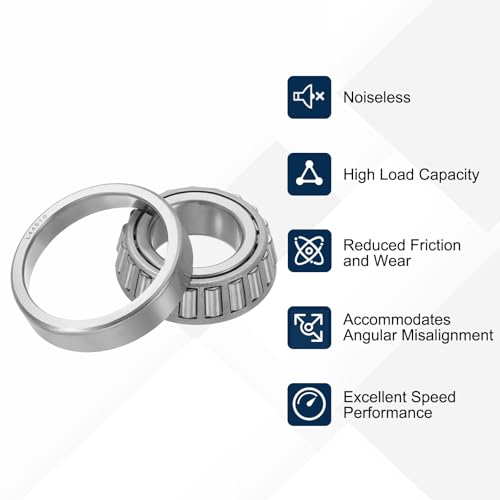 uxcell L44643/10 Tapered Roller Bearing Cone and Cup Set, 0.98" Bore x 1.97" OD x 0.57" Thick, Chrome Steel Taper Bearing Set, ABEC-3 - size: L44643/10
