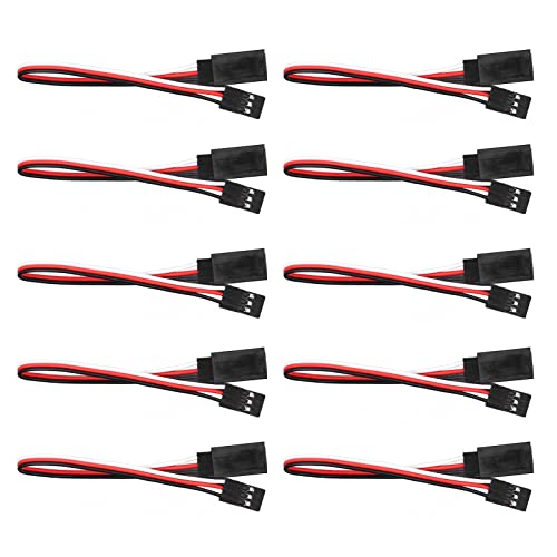Servo Extension Cable 3 Pin Brass Core High Conductivity Flexible Durable Wire for RC Cars Drones Helicopters Aircraft 10PCS Set (200mm Male to Female) - size: 200mm male to female