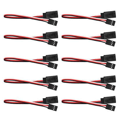 Servo Extension Cable 3 Pin Brass Core High Conductivity Flexible Durable Wire for RC Cars Drones Helicopters Aircraft 10PCS Set (200mm Male to Female) - size: 200mm male to female