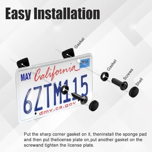 Anti Theft License Plate Screws, Tamper Resistant Licence Plate Kit, 1/4"(M6) Security Screws, Rust Proof Stainless Steel Bolts Fasteners Kit for Front Rear Frame Holder Mounting (Black) - color: Black
