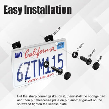 Anti Theft License Plate Screws, Tamper Resistant Licence Plate Kit, 1/4"(M6) Security Screws, Rust Proof Stainless Steel Bolts Fasteners Kit for Front Rear Frame Holder Mounting (Black) - color: Black