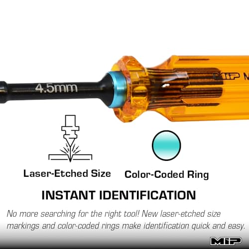 MIP 9810 4.5mm Metric Hex Nut Driver RC Tool – Precision Grip Hex Screwdriver with Deep Socket for RC Car Repair, Made 100% in USA - size: 4.5mm