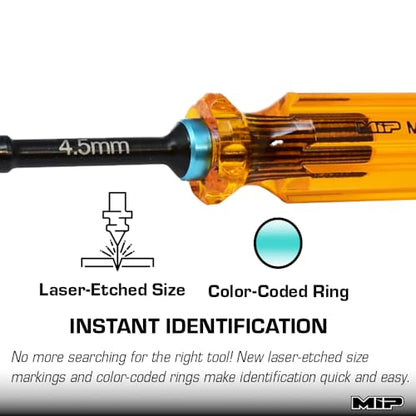 MIP 9810 4.5mm Metric Hex Nut Driver RC Tool – Precision Grip Hex Screwdriver with Deep Socket for RC Car Repair, Made 100% in USA - size: 4.5mm