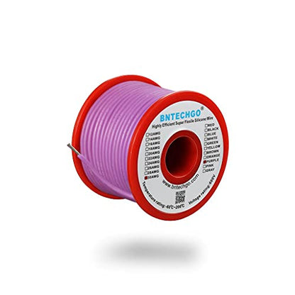 BNTECHGO 30 Gauge Silicone Wire Spool 50 ft Purple Flexible 30 AWG Stranded Tinned Copper Wire | Flexible 30 AWG Stranded Wire Silicone Rubber Insulation For RC Models, Drone, Robot, LED Lighting Systems, 3D Printer, DIY - size: 30 gauge silicone wire 50f