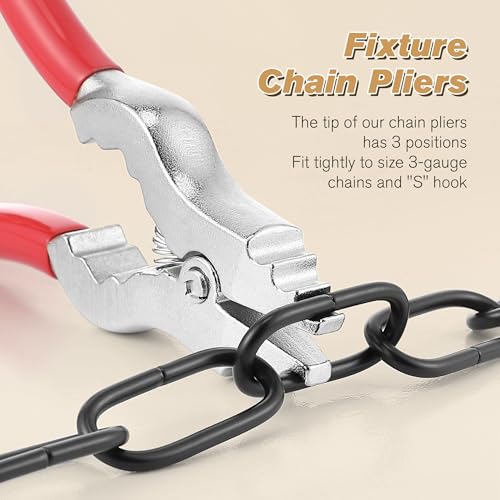 1 Pcs Chain Pliers, 7 Inch Fixture Link Pliers, Malleable Iron Chain Pincers, Opener Closer Remover Pincers, Light Link Tool with Rubber Grip for Chandelier Shackle Light Fixture Accessories, Red