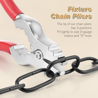 1 Pcs Chain Pliers, 7 Inch Fixture Link Pliers, Malleable Iron Chain Pincers, Opener Closer Remover Pincers, Light Link Tool with Rubber Grip for Chandelier Shackle Light Fixture Accessories, Red