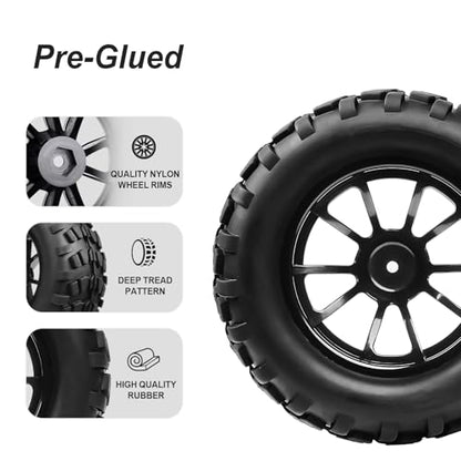 Hobbypark 2.8 12mm Hex RC Truck Wheels and Tires for 1/10 Scale Traxxas Stampede VXL Hoss 4x4 Redcat Volcano Epx Pro S30 Monster Truck fit 2S 3S Brushless Models