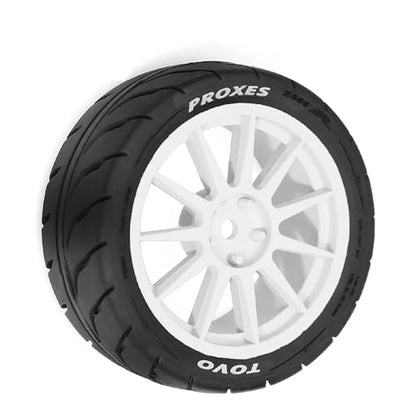 4PCS 1/10 RC Drift Racing Tires and Wheels 12mm Hex OD 2.56'' for 1:10 Scale Touring Street On Road Car Tamiya TT01 TT02 XV01 TA06 A959 PTG2 HPI KYOSHO HSP PTG2 Traxxa (White) - color: White
