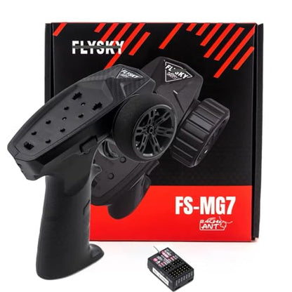 HTLNUZD Flysky FS-MG7 RC Transmitter 7 Channels Professional 2.4GHz Digital System with FS R7D Receiver for RC Car Crawler, Buggy, Cars and Boat