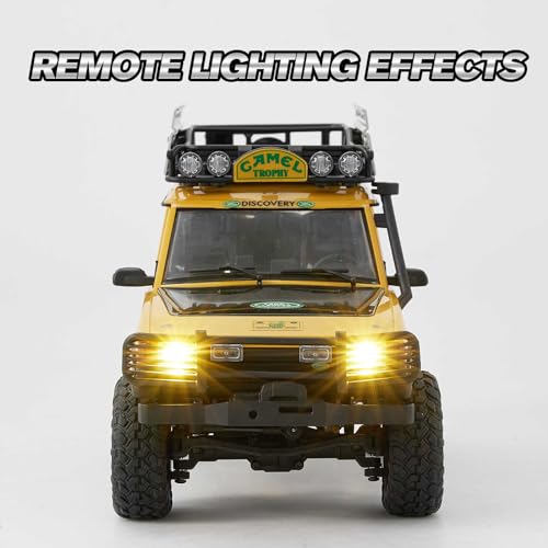 FCX24MS FMS 1/24 RC Crawler, Land Rover S Family, 2.4Ghz Off-Road RC Rock Crawler with Lighting Effects, Speed Switch and Accessory Packs, RC Cars for Adults (Discovery S)