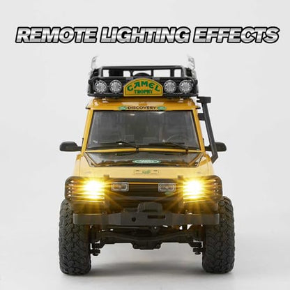 FCX24MS FMS 1/24 RC Crawler, Land Rover S Family, 2.4Ghz Off-Road RC Rock Crawler with Lighting Effects, Speed Switch and Accessory Packs, RC Cars for Adults (Discovery S)
