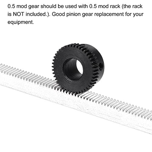 uxcell Pinion Gear Set, 45# Carbon Steel Motor Rack Spur Gear with Step Black, 0.5 Mod 28T 6mm Bore 15mm Outer Dia, M3 Set Screws Included