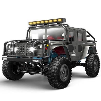 SIMREX 1:12 Scale All-Terrain Remote Control Car, 4WD RC Cars with 2.4 GHz, RC Climbing Truck, IPX4 Waterproof Off-Road Vehicle with Two Rechargeable Batteries, for Kids Teens Adults - color: Gray, size: 1:12