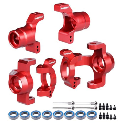 Hobbypark Aluminum Caster Blocks C-Hubs Steering Block Stub Axle Carriers Knuckles Set for Traxxas 1/18 LaTrax Teton Desert Prerunner Rally, Replace Parts 7532 7552X (Red) - color: Red