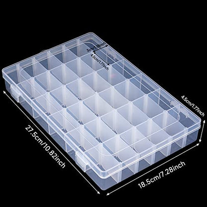 BTremary 36 Grids Clear Craft Storage Boxes with Compartments, Bead Organizer Storage Box, Plastic Jewellery Organizer Box, Small Parts Organizer for Rock Screw Seed Washi Tape - size: 36 Grids