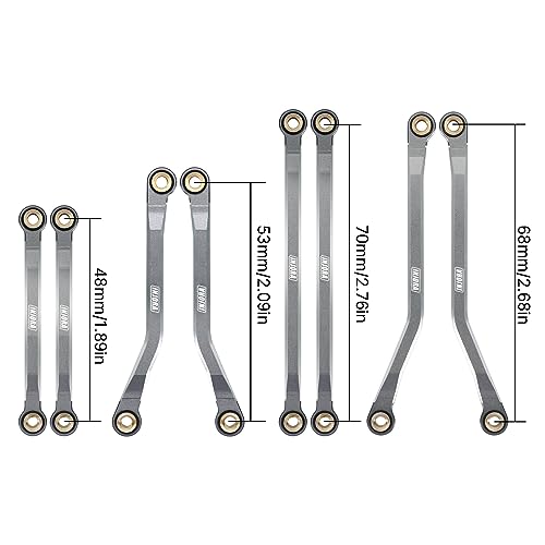 INJORA High Clearance Chassis Links CNC Aluminum Links Set for TRX4M Defender Bronco 1/18 Upgrade Parts (Grey)